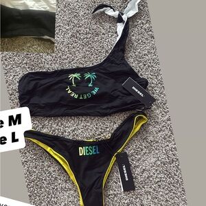 Diesel Black and Yellow Bikini with Palm Design